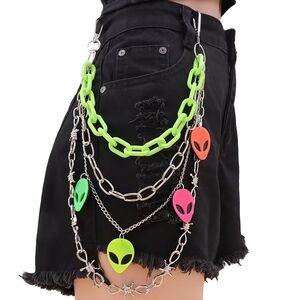 Alien Charm Chain Belt with Neon Accents